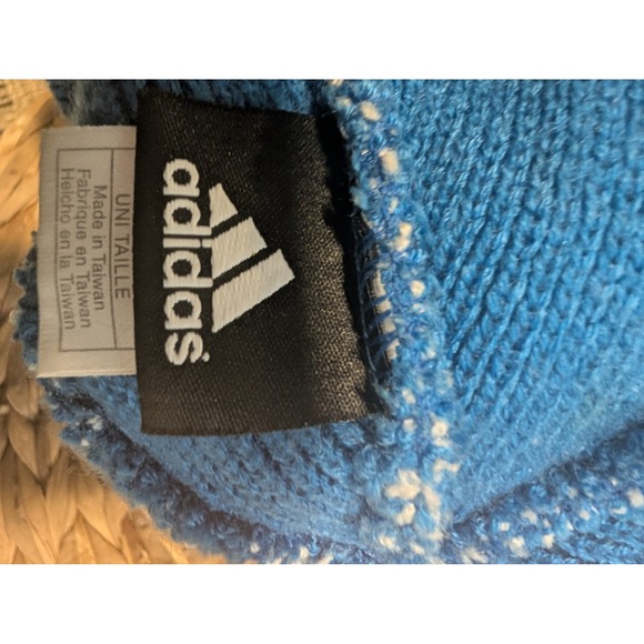Vintage Adidas Blue Knit Beanie Hat Logo Graphic Winter Warm - Picture 4 of 4